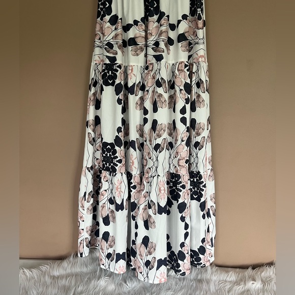 {Sunday Up} Smocked Off The Shoulder Puff Sleeve Floral Midi Dress - Size Small - Picture 4 of 9